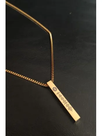 Spotify Şarkı Kodlu Çelik Altın Bar Çubuk Kolye Blok Zincir CKLSPOTYKLY-ALT