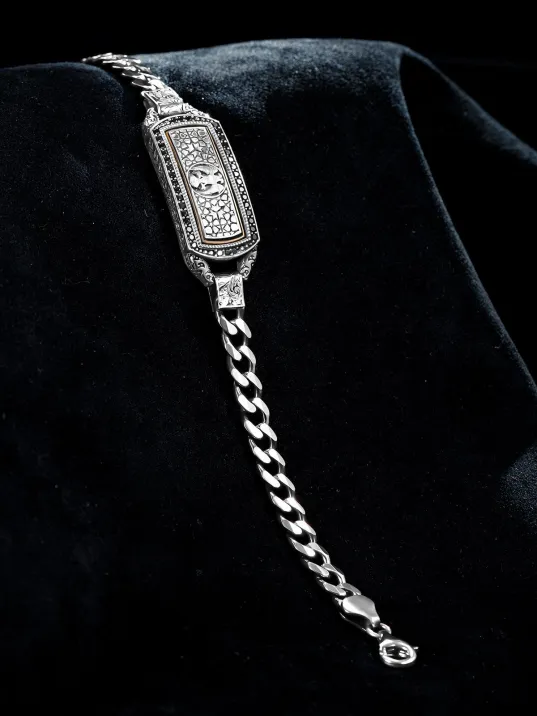 Erkek Gümüş Bileklik - Çift Selçuklu Kartalı İşlemeli Oksitli Gurmet Model 925 Ayar Erkek Bileklik Erkek Gümüş Bileklik - Çift Selçuklu Kartalı İşlemeli Oksitli Gurmet Model 925 Ayar Erkek Bileklik