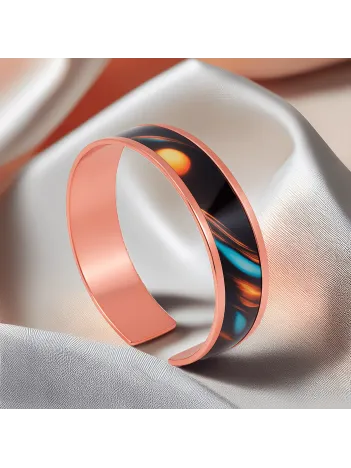 Kadın Bakır Bileklik Yüzük Set - Andrelina Model Özel Baskı Metal Kutu Ve Doğal Taşlar