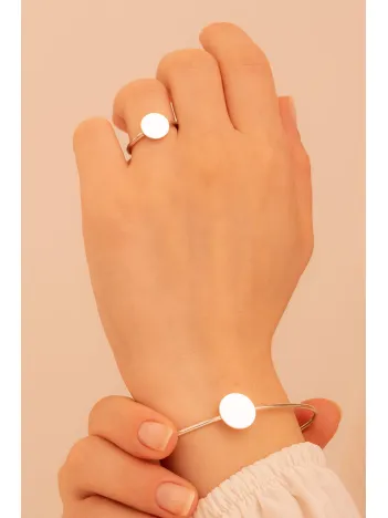 Kadın Gümüş Set - El İşçiliği Gümüş Yuvarlak Motifli Kadın Set