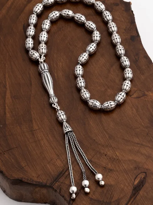 Erkek Gümüş Tespih - Ferman Arpa Kesim Gümüş Tespih Erkek Gümüş Tespih - Ferman Arpa Kesim Gümüş Tespih