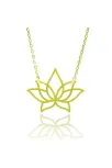 Lotus Çiçeği Altın Renk Bayan Gümüş Kolye