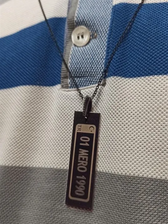 Siyah Renk Araba Plaka Model Bijuteri Kolye Zincirli Kolye