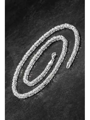 Erkek Gümüş Kolye - Kalın Beyaz Kral Erkek Kolye