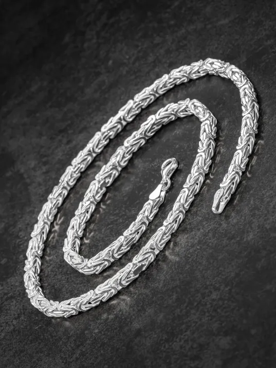 Erkek Gümüş Kolye - Kalın Beyaz Kral Erkek Kolye