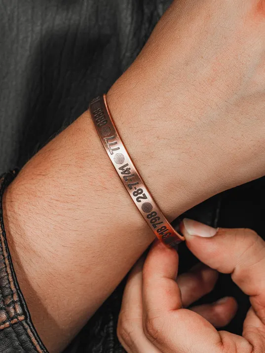Saf Bakır Bileklik Silinmez Melek Sayı Sekansları Aşk Para Sağlık Metal Kutu Taş Her Bileğe Uyar