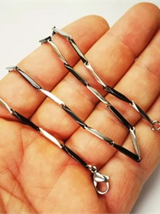 Siyah Beyaz Çelik Kral Erkek Zincir Kolye + Bileklik Set Kalın Model Siyah Beyaz Çelik Kral Erkek Zincir Kolye + Bileklik Set Kalın Model