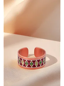 Kadın Bakır Yüzük - Natasha Model Özel Baskı Metal Kutu Ve Kuvars Taşı