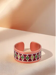 Kadın Bakır Yüzük - Natasha Model Özel Baskı Metal Kutu Ve Kuvars Taşı