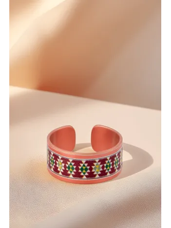 Kadın Bakır Yüzük - Natasha Model Özel Baskı Metal Kutu Ve Kuvars Taşı