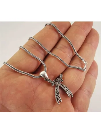 Çift Zülfikarlı Gümüş Erkek Kolye Zincir Küçük Boy