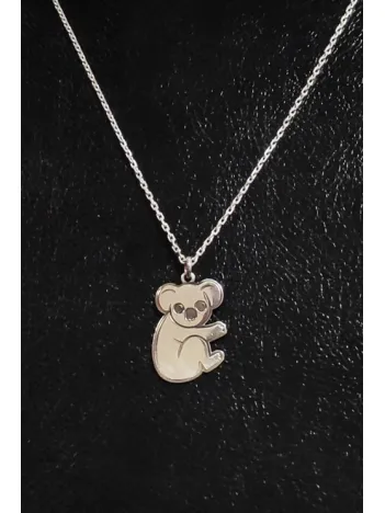 Koala Modelli Bayan Gümüş Kolye Zincir GKLKOALA001-GMS