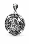 Erkek Gümüş Kolye - 925 Ayar Kabartmalı Kartal Kafası Motifli Tilki Kuyruğu Zincirli Erkek Kolye