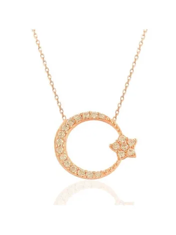 Ay Yıldız Türk Bayrağı Beyaz Bayan Gümüş Kolye