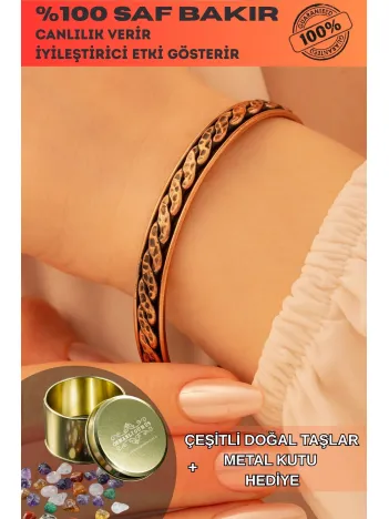 Kadın Bakır Bileklik - Sinem Model Kadın Bakır Kelepçe Bileklik Bilezik