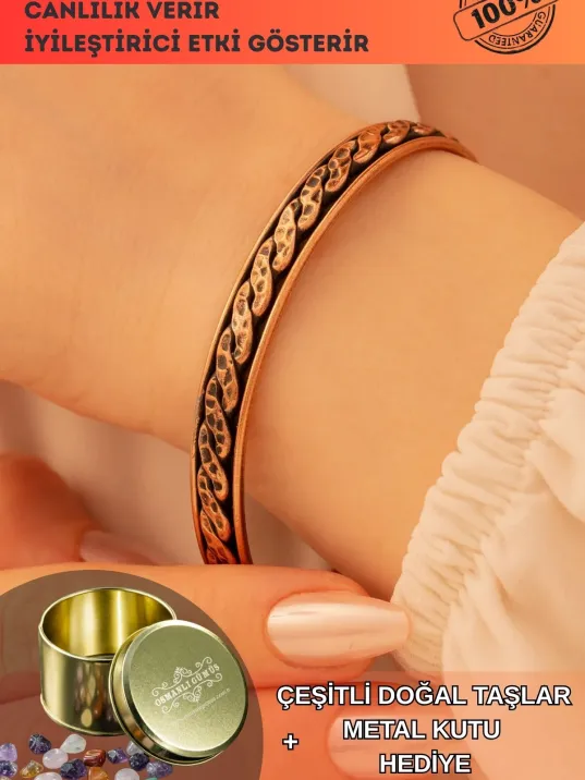 Kadın Bakır Bileklik - Sinem Model Kadın Bakır Kelepçe Bileklik Bilezik