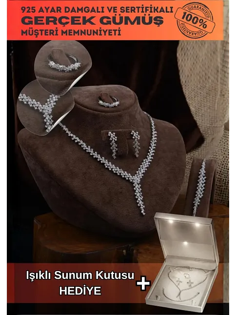 Alisa Bayan Zirkon Taşlı Gümüş Su Yolu Set - Kolye, Bileklik, Küpe, Yüzük Alisa Bayan Zirkon Taşlı Gümüş Su Yolu Set - Kolye, Bileklik, Küpe, Yüzük