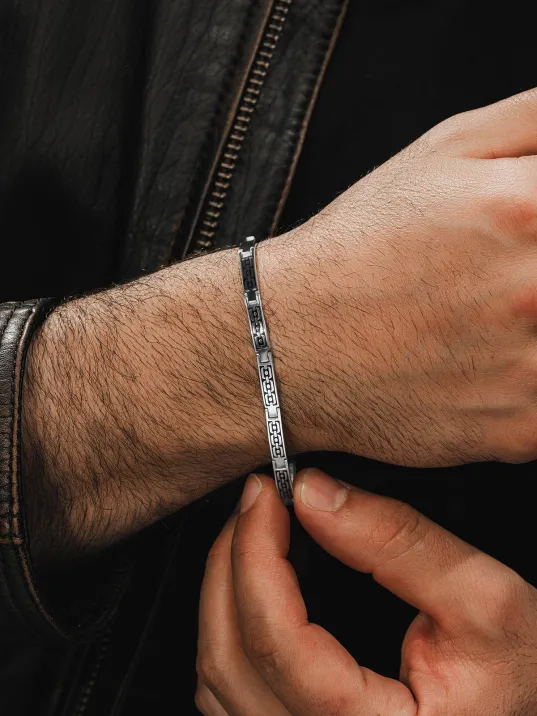 Erkek Gümüş Bileklik - Roleks Tasarım Parlak Gurmet Model 925 Ayar Erkek Bileklik