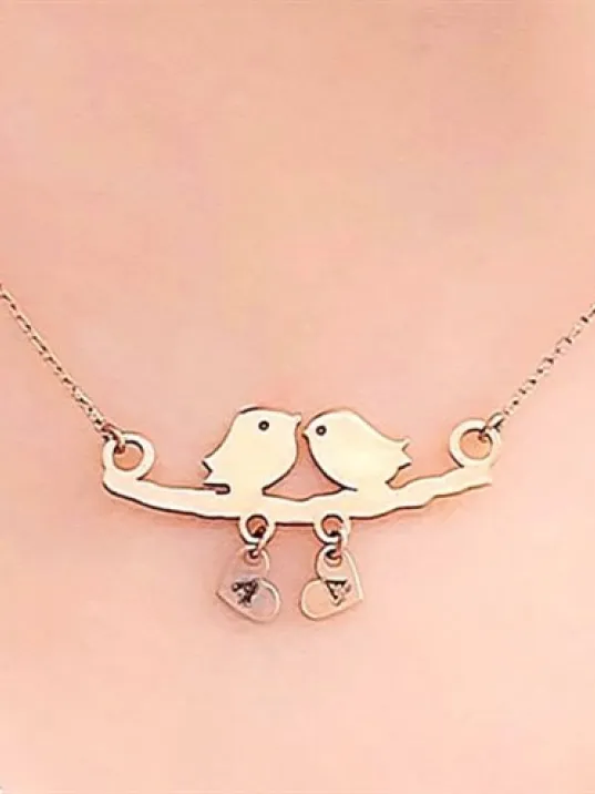 Gerçek Rose Kaplama Kararmayan Kadın Dalda Çifte Kuş Model 1 925 Ayar Gümüş Kolye (14 Şubat Sevgililer Günü Hediyesi) Gerçek Rose Kaplama Kararmayan Kadın Dalda Çifte Kuş Model 1 925 Ayar Gümüş Kolye (14 Şubat Sevgililer Günü Hediyesi)