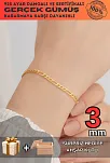 18 Ayar Gerçek Altın Kaplama Kararmayan 3 Mm Erkek Gümüş Bileklik Figaro Model 18 Ayar Gerçek Altın Kaplama Kararmayan 3 Mm Erkek Gümüş Bileklik Figaro Model