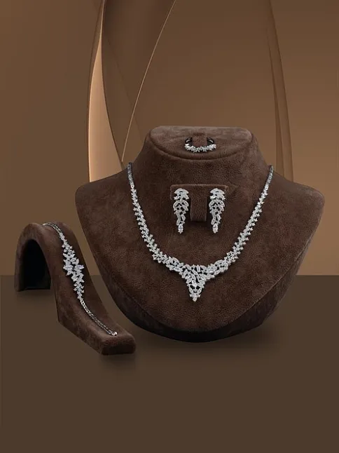 Balın Bayan Zirkon Taşlı Gümüş Su Yolu Set - Kolye, Bileklik, Küpe, Yüzük