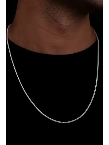 Erkek Gümüş Kolye - 1.6mm Beyaz Tilki Kuyruğu Zincir Gümüş Erkek Kolye