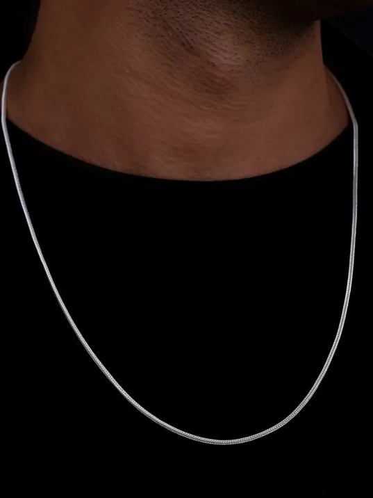 Erkek Gümüş Kolye - 1.6mm Beyaz Tilki Kuyruğu Zincir Gümüş Erkek Kolye Erkek Gümüş Kolye - 1.6mm Beyaz Tilki Kuyruğu Zincir Gümüş Erkek Kolye