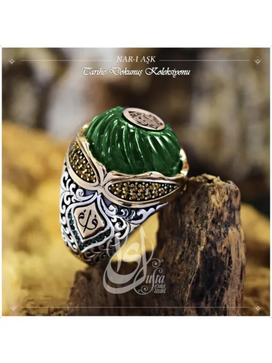İslam Usta Tasarımı Nar-ı Aşk Gümüş Erkek Yüzük
