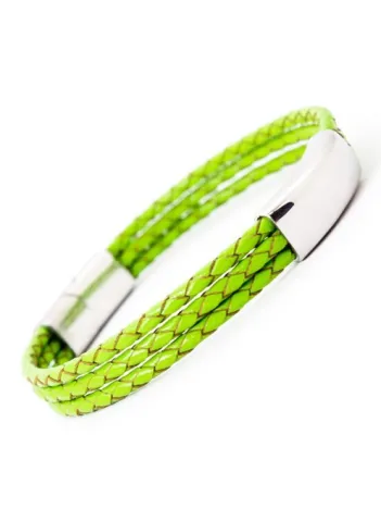 Yeşil Basic Deri Örme Çelik İsim Yazılabilir Erkek Bileklik DBLYSLBSC00