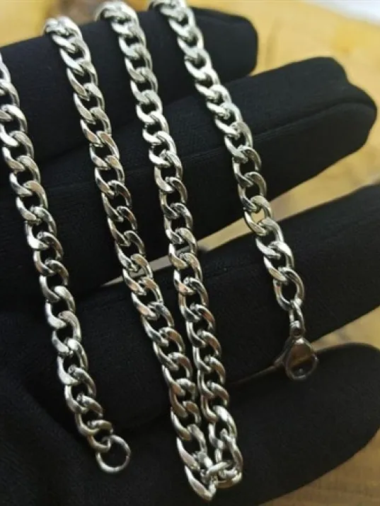 5.5 mm Gurmet Erkek Çelik Kolye Zincir İnce Model 5.5 mm Gurmet Erkek Çelik Kolye Zincir İnce Model