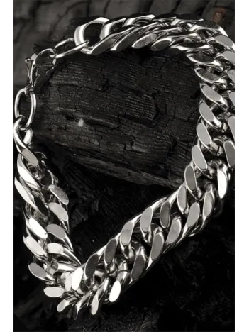 Ottoman Gümüş Renk Kalın Çelik Gurmet Erkek Bileklik CBLGUMUSKLN-GMS