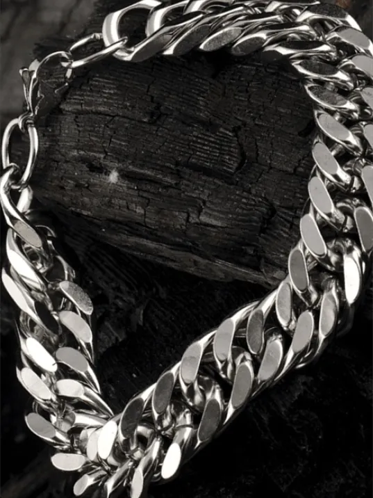 Ottoman Gümüş Renk Kalın Çelik Gurmet Erkek Bileklik CBLGUMUSKLN-GMS