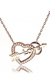 Kalpli Oklu Love Bayan Gümüş Kolye Rose Model