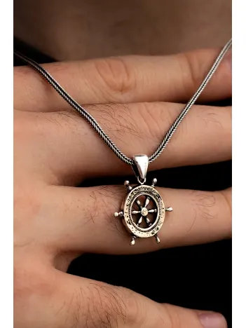 Gemi Dümeni Erkek Gümüş Kolye Zincir