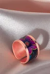 Kadın Bakır Bileklik Yüzük Set - Bianca Model Özel Baskı Metal Kutu Ve Doğal Taşlar