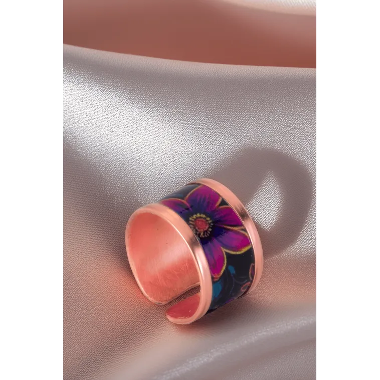 Kadın Bakır Bileklik Yüzük Set - Bianca Model Özel Baskı Metal Kutu Ve Kuvars Taşı Kadın Bakır Bileklik Yüzük Set - Bianca Model Özel Baskı Metal Kutu Ve Kuvars Taşı