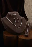 Ayperi Bayan Zirkon Taşlı Gümüş Su Yolu Set - Kolye, Bileklik, Küpe, Yüzük