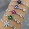 Papatyalı Nergis Çiçeği Zirkon Taşlı Bayan Gümüş Bileklik