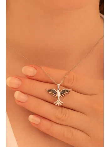 Zümrüdü Anka Kuşu Bayan Gümüş Kolye