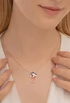 Kalpli Çiçek Buketi Rose Bayan Gümüş Kolye