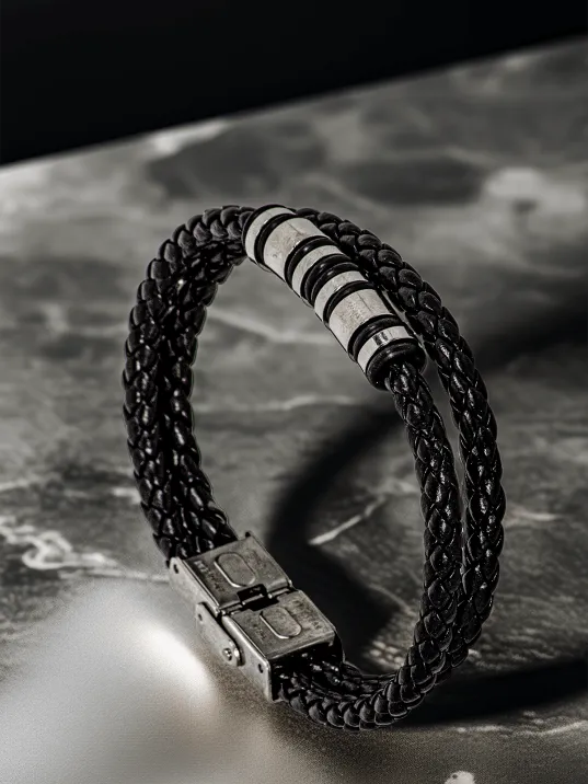 Erkek Çelik Bileklik - Çift Sıra Örgü Model Bileklik