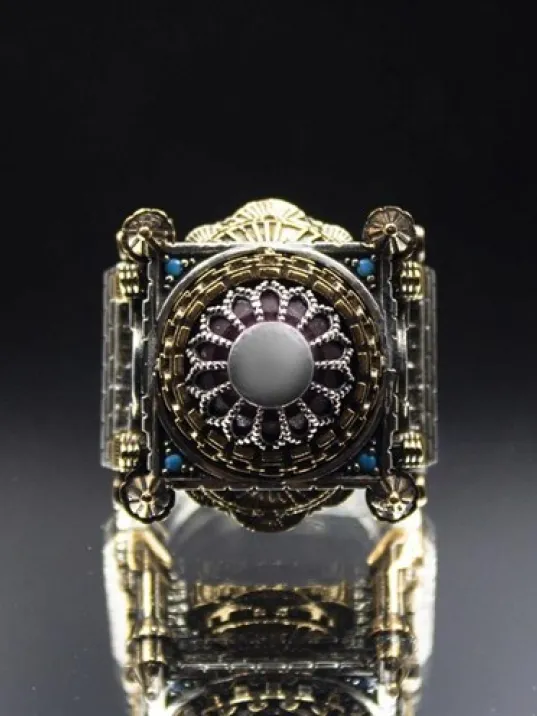 İslam Usta Tasarımı Yeni Çağ Model 2 Gümüş Erkek Yüzük GYZYENICAG2-GMS