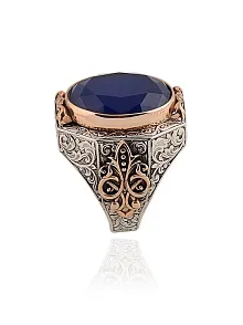 Lacivert Zirkon Taşlı Erkek 925 Ayar Gümüş Yüzük GYZ00ZIRCON-LCV