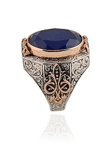 Lacivert Zirkon Taşlı Erkek 925 Ayar Gümüş Yüzük GYZ00ZIRCON-LCV