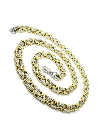 Sarı Beyaz Kral Erkek Çelik Kolye Zincir Orta Kalınlıkta