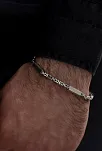 Erkek Kral Gümüş Bileklik Künye Özel Tasarım Kare Parçalı 3,5mm