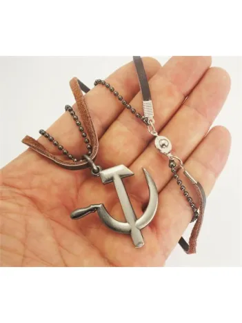 Orak Çekiç Erkek Deri Kolye