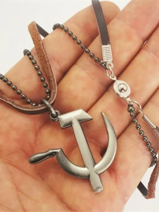 Orak Çekiç Erkek Deri Kolye