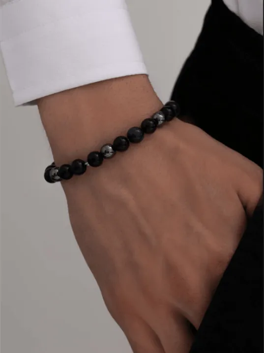 Kaplangözü Oniks Ve Hematit Taşlı Erkek Doğaltaş Bileklik Kaplangözü Oniks Ve Hematit Taşlı Erkek Doğaltaş Bileklik