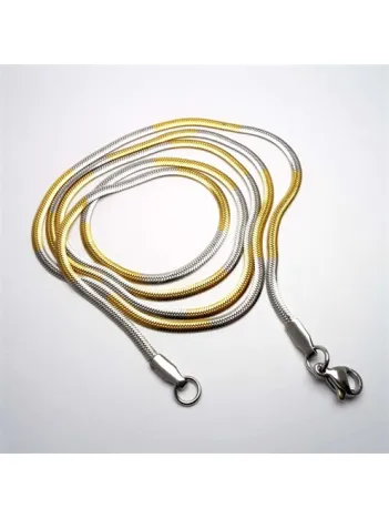 Sarı Beyaz Yassı Model Snake Yılan Erkek Kolye Zincir